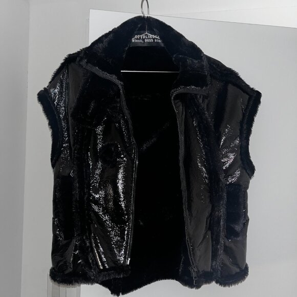 OTTOLINGER FAUX SHEARLING L BLACK TWO PIECE JACKET - Picture 3 of 6